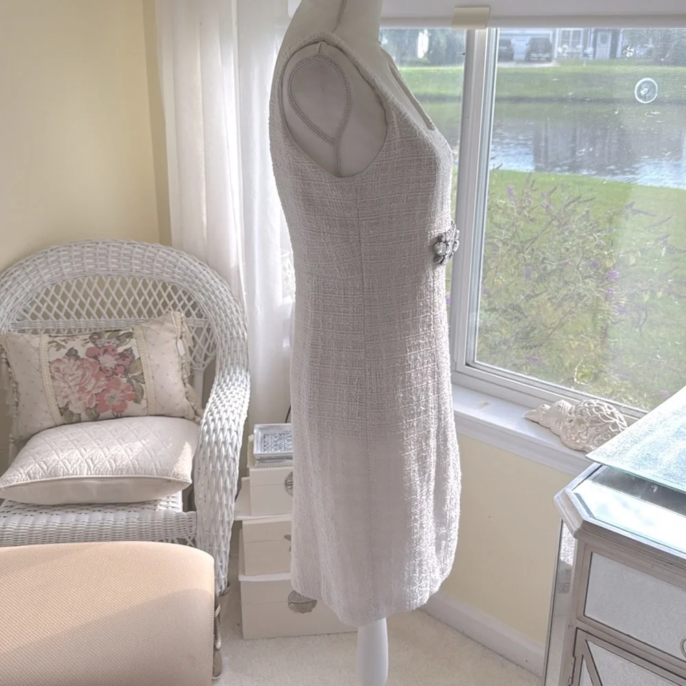 Boston Proper cream tweed boucle knit sheath dress classic - Picture 10 of 16